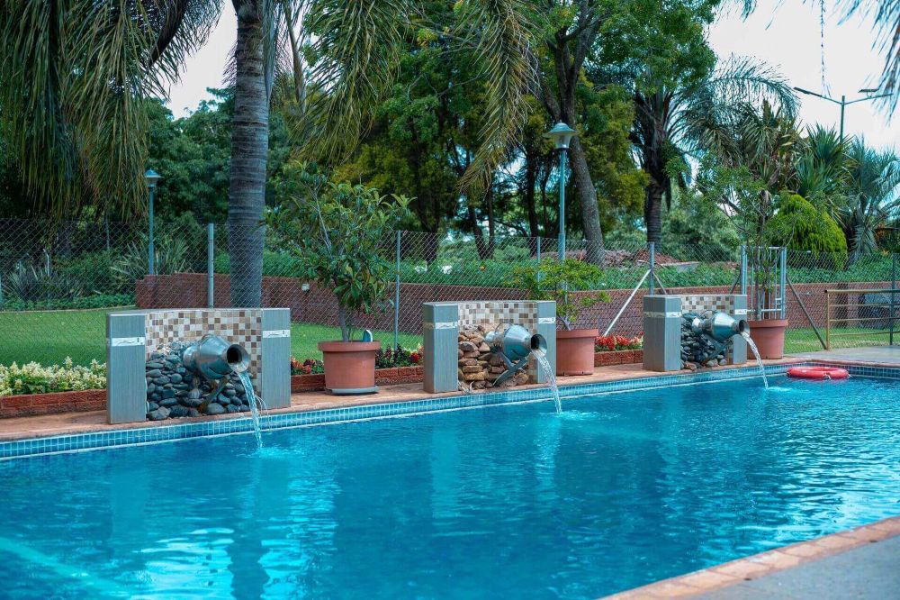 Golden hour ambiance by the Raregold pool