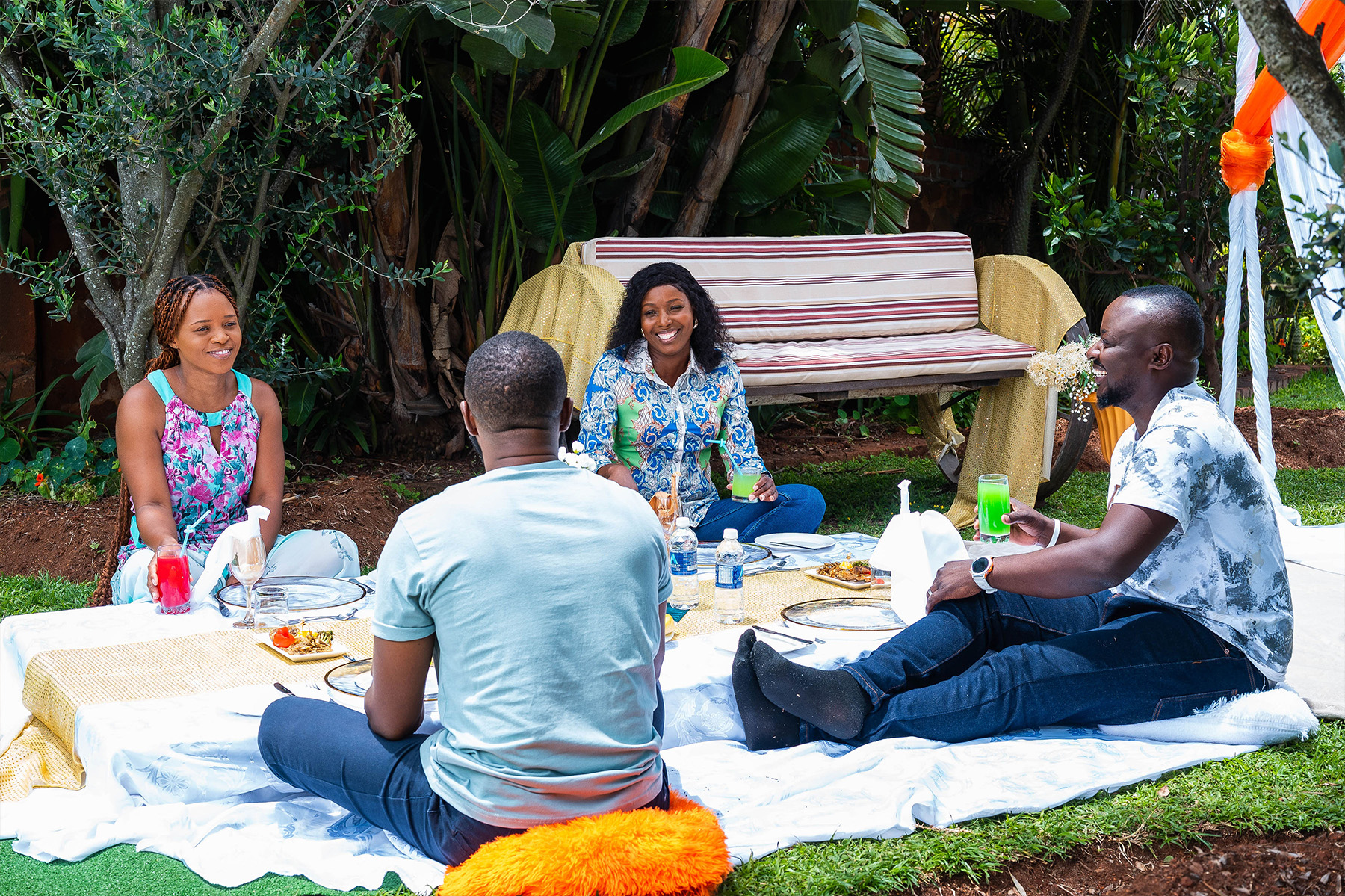 Elegant Raregold dining setup under warm canopy lighting